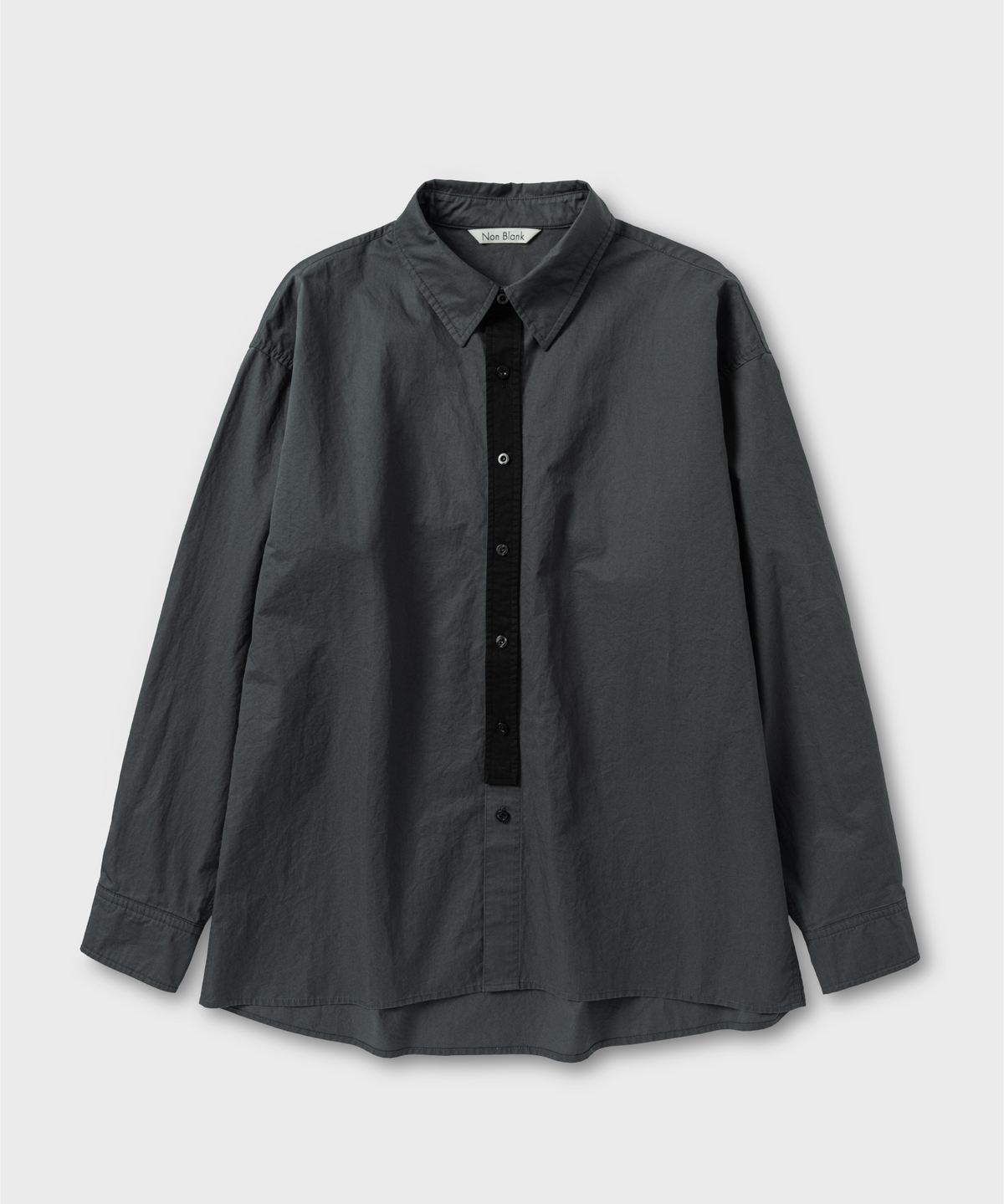 넌블랭크(NONBLANK) COTTON DRILL LS 셔츠_DARK GREY