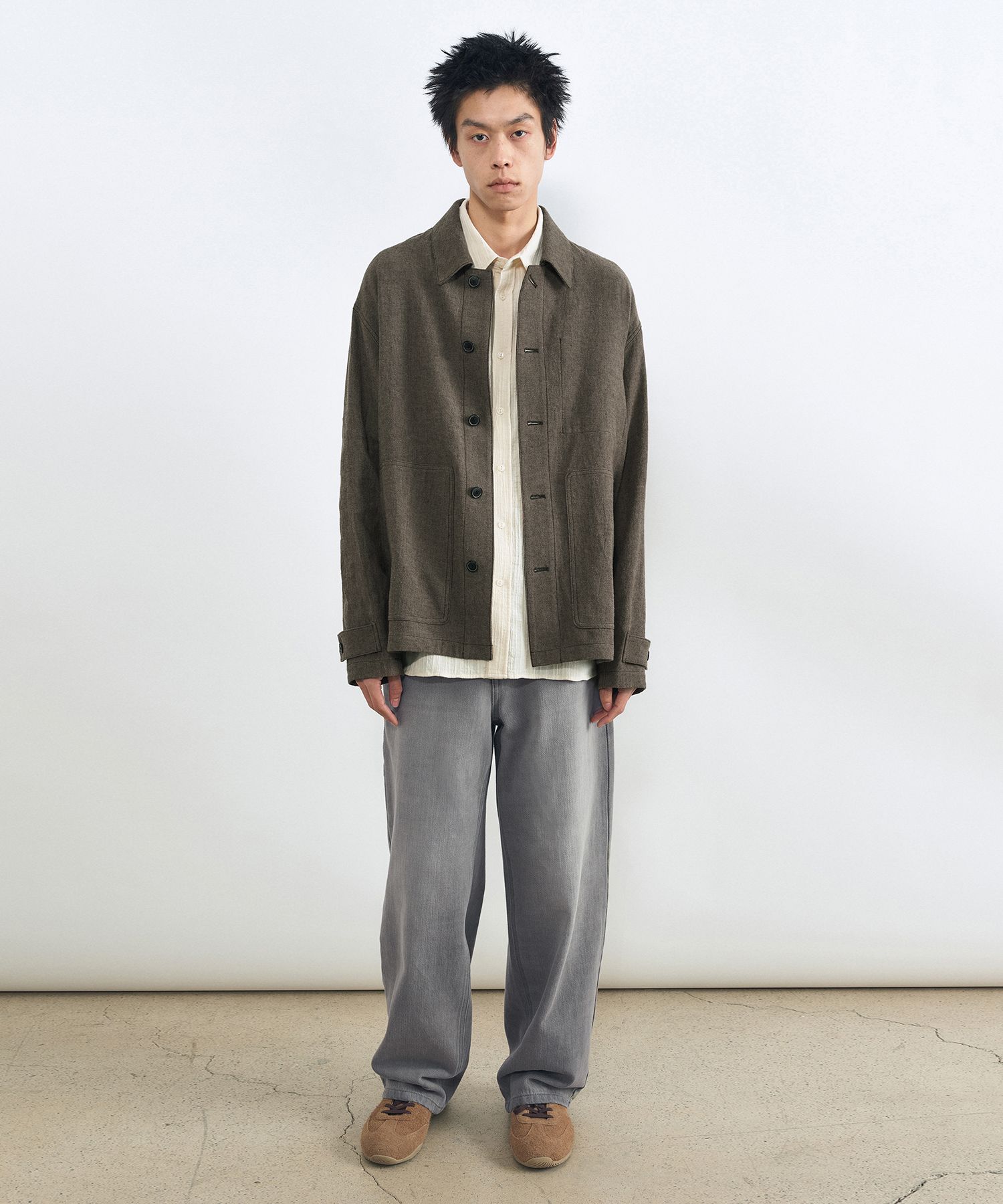 MUSINSA | INSILENCE Linen French Work Jacket BROWN
