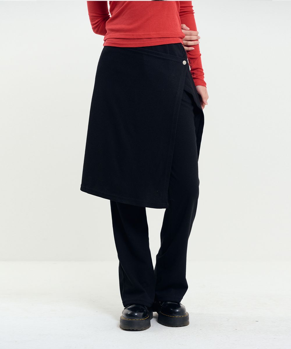 MUSINSA | RAVEROUS Wrap Skirt Pants Set Black