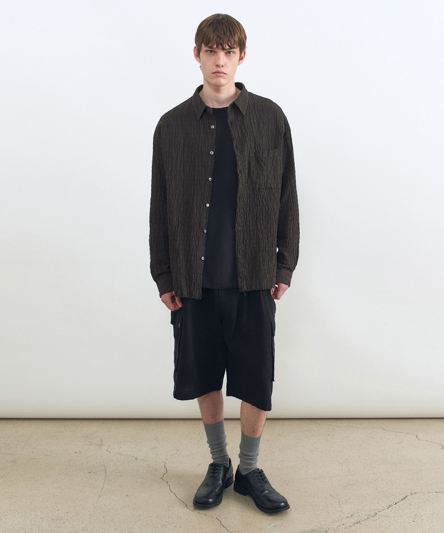 MUSINSA公式 | INSILENCE ガーメントダイ ワッシャーチェックシャツ BROWN