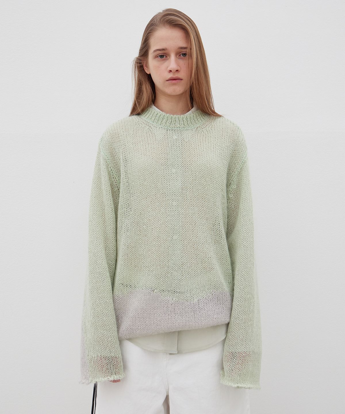 르바(LEVAR) Kid-mohair Moody Round Knit - Sage Mint