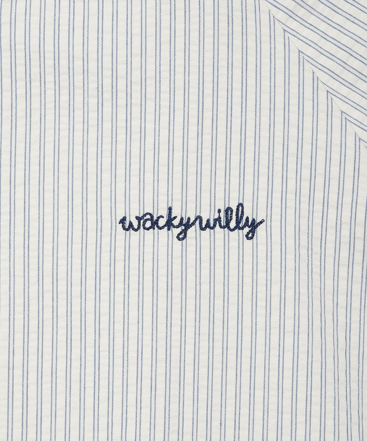 와키윌리(WACKY WILLY) 우먼스 스트라이프 시어서커 집업 후드 점퍼 블루