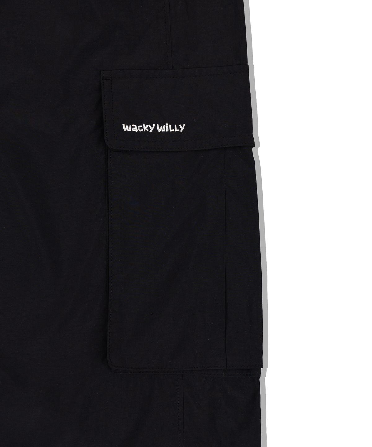 와키윌리(WACKY WILLY) 나일론 카고 트랙팬츠 블랙