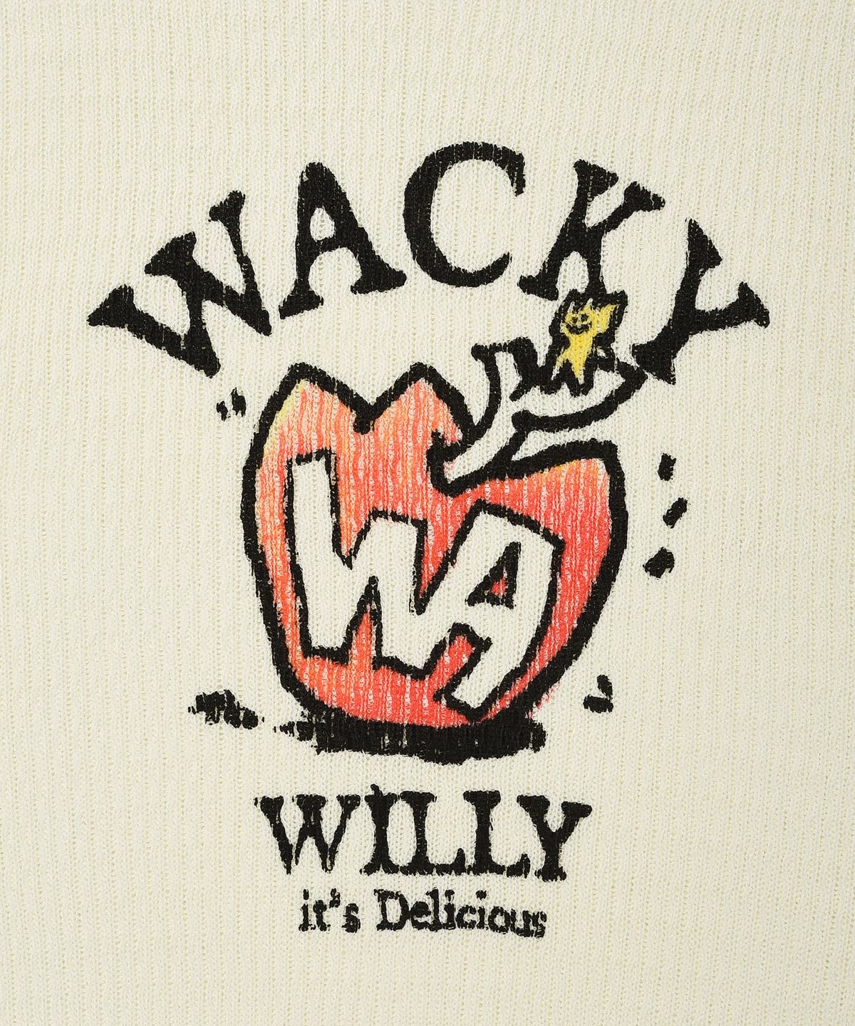 와키윌리(WACKY WILLY) 원포인트 숏 슬리브 풀오버 니트 아이보리