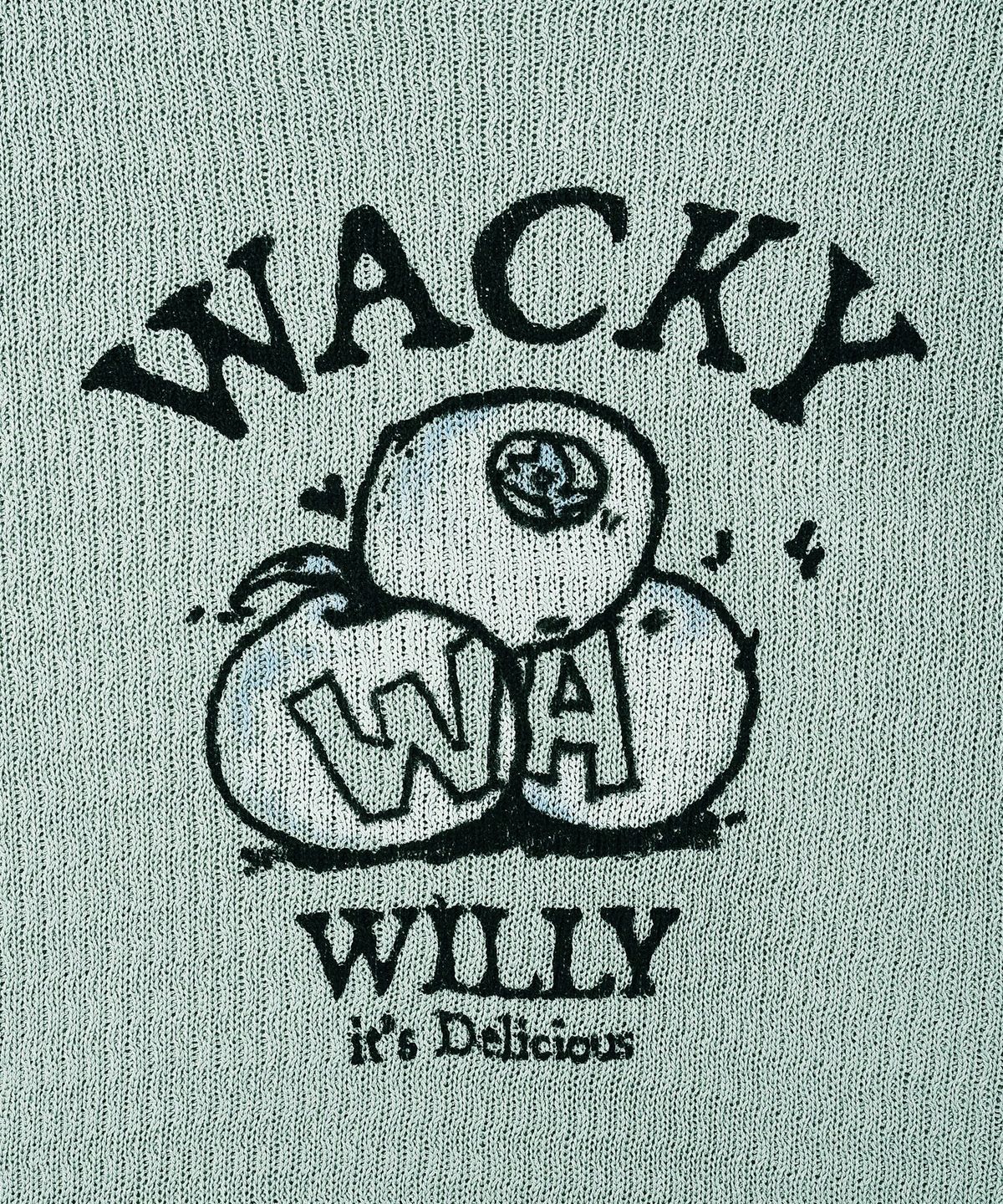 와키윌리(WACKY WILLY) 원포인트 숏 슬리브 풀오버 니트 그린