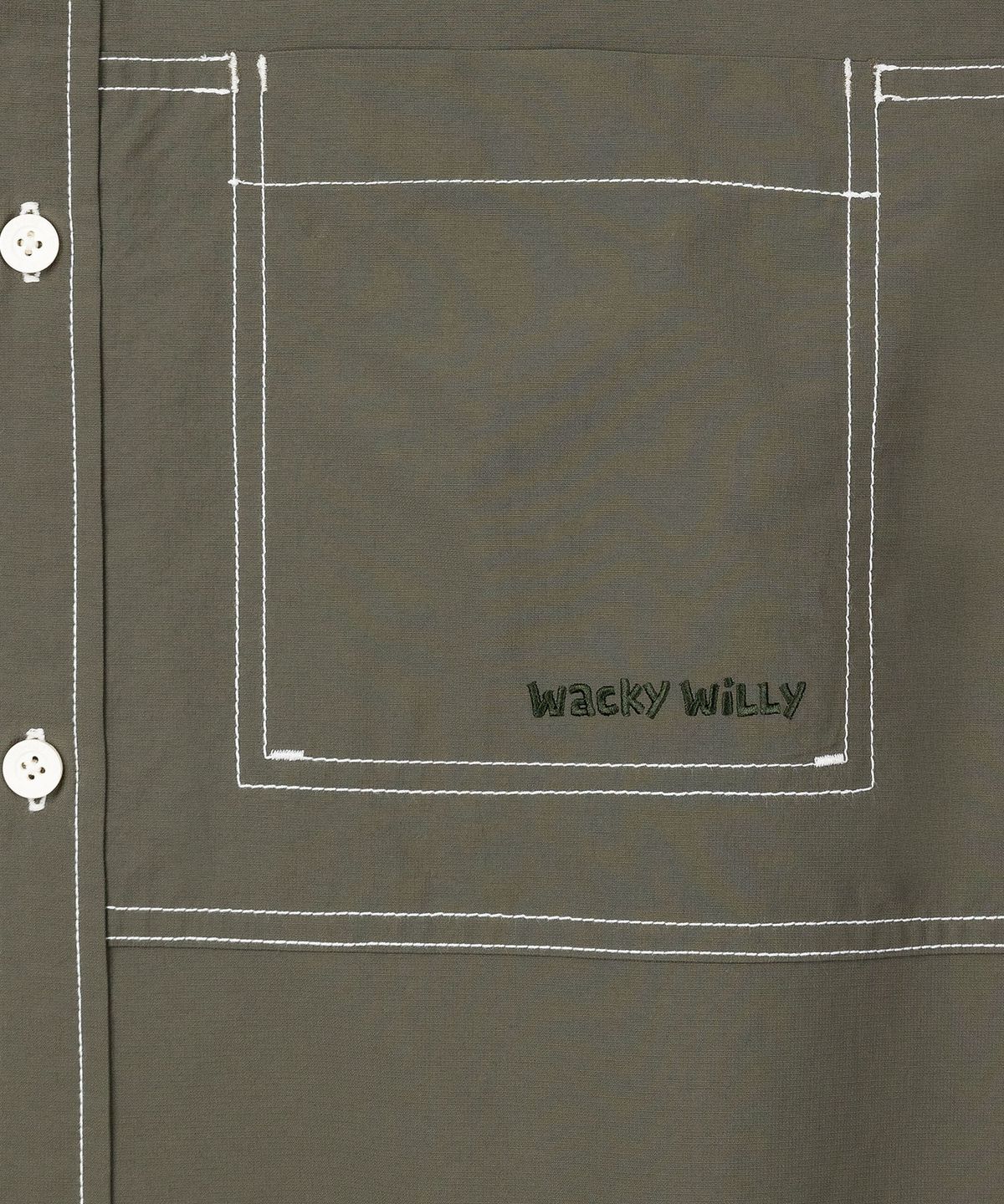 와키윌리(WACKY WILLY) 나일론 립스탑 오버핏 셔츠 올리브 그린