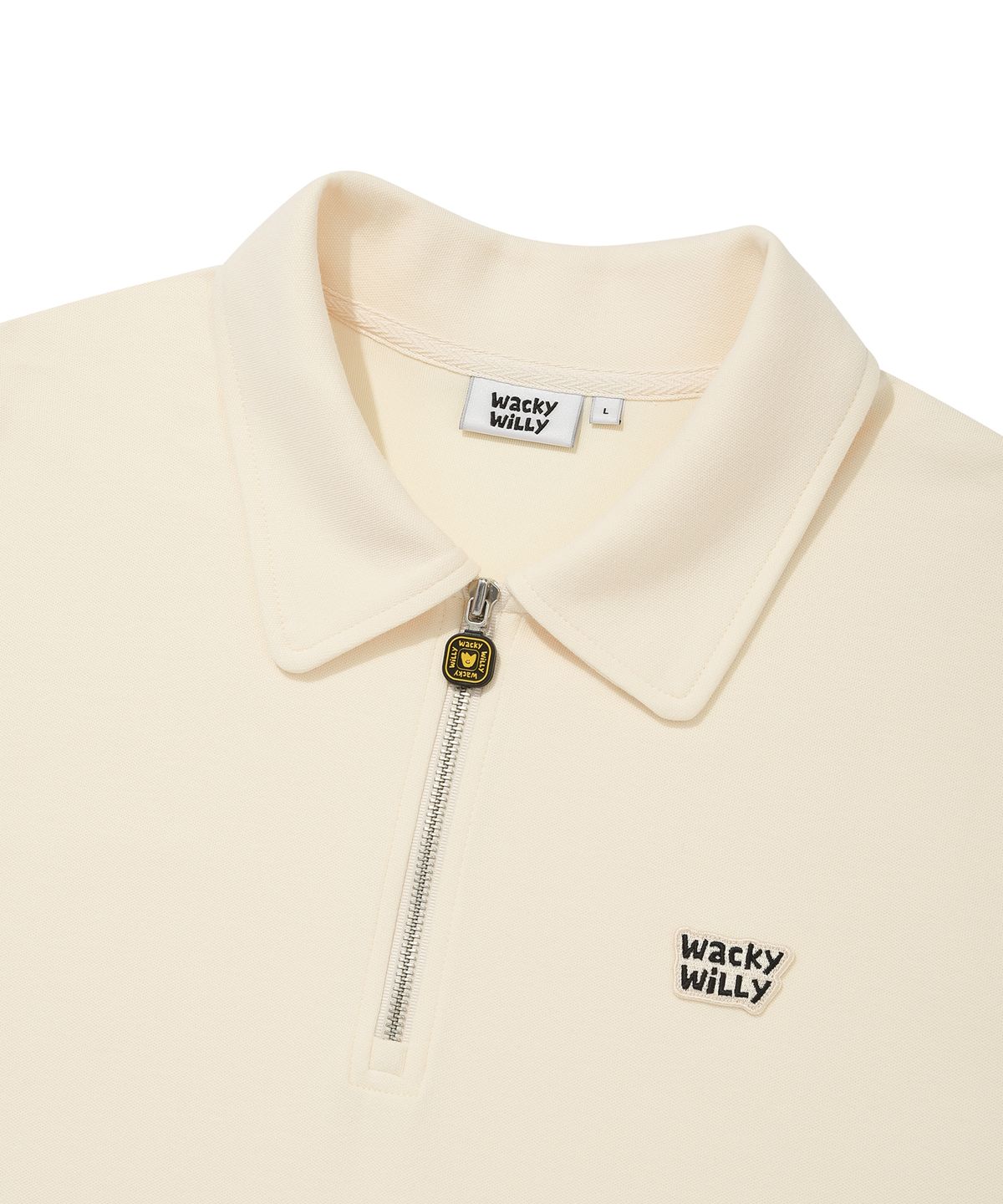 와키윌리(WACKY WILLY) 스웻 카라 반팔 티셔츠 크림