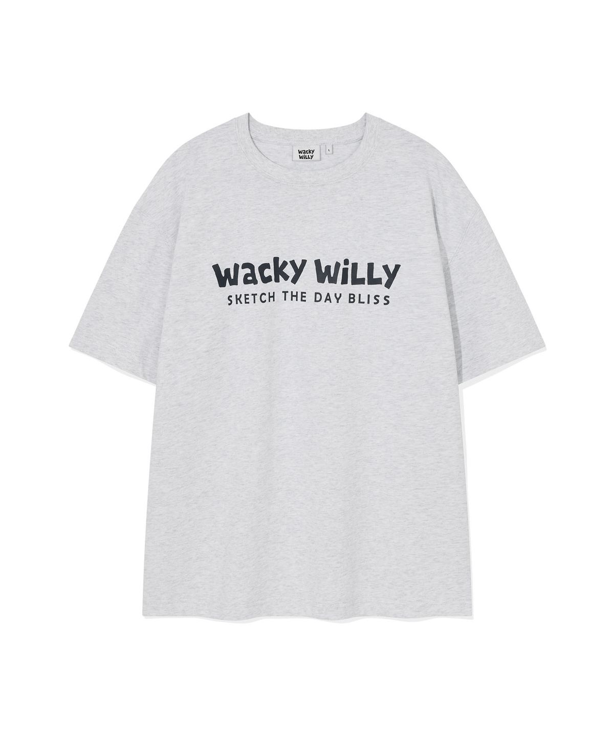 와키윌리(WACKY WILLY) 빅 타이포 반팔 티셔츠 라이트그레이