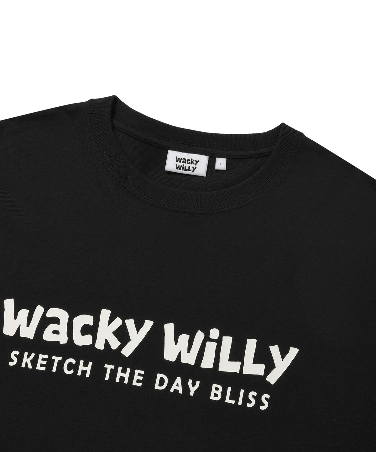 와키윌리(WACKY WILLY) 빅 타이포 반팔 티셔츠 블랙