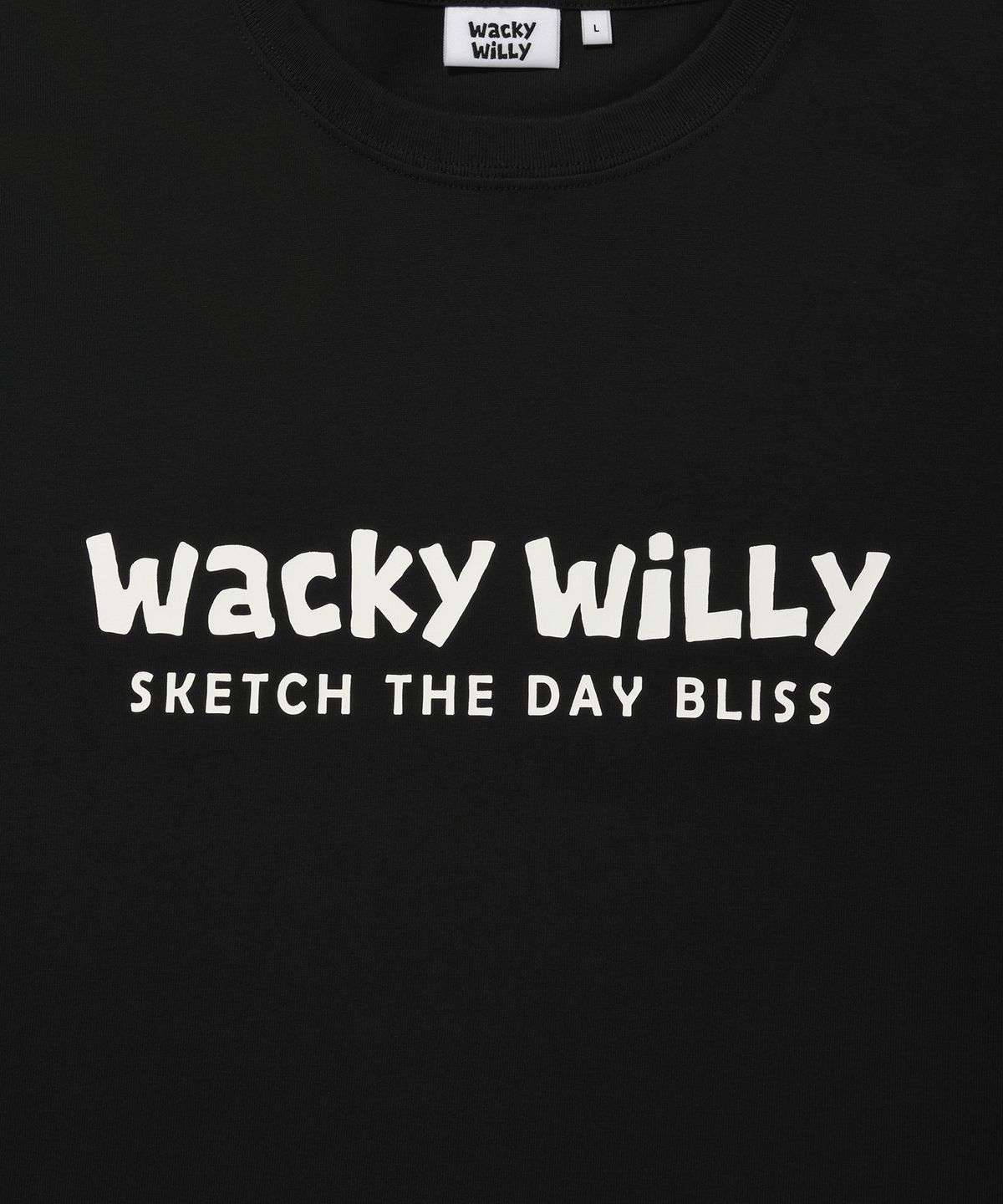 와키윌리(WACKY WILLY) 빅 타이포 반팔 티셔츠 블랙