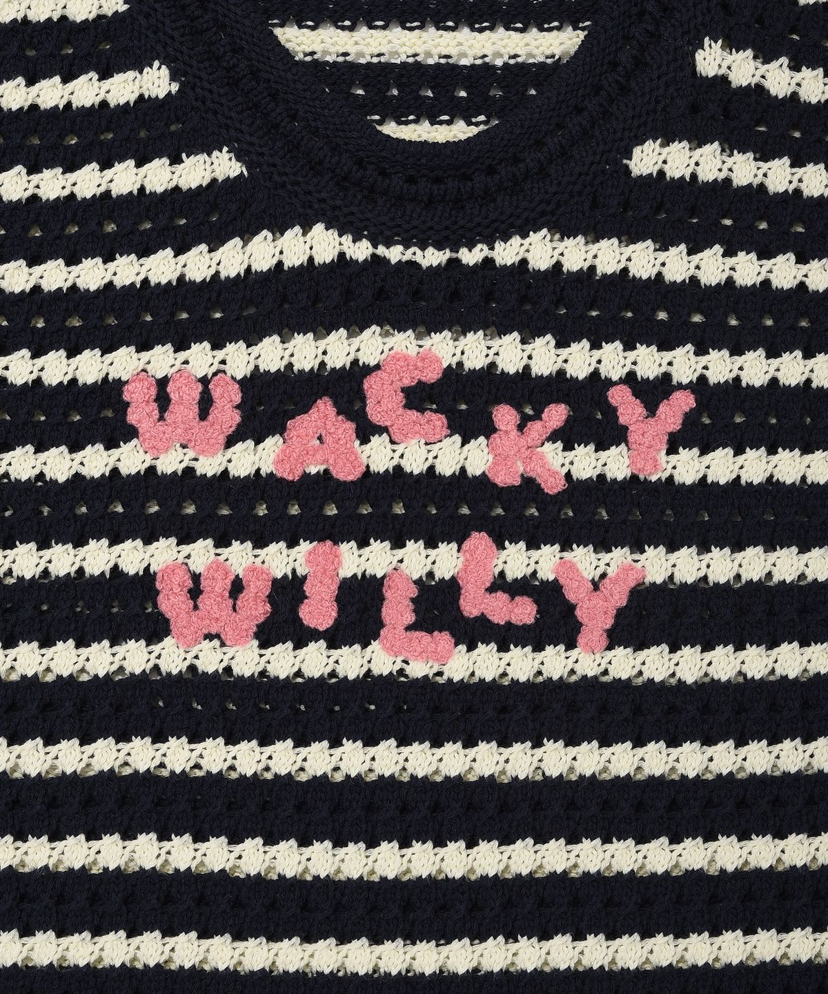와키윌리(WACKY WILLY) 우먼스 니트 크로쉐 베스트 네이비