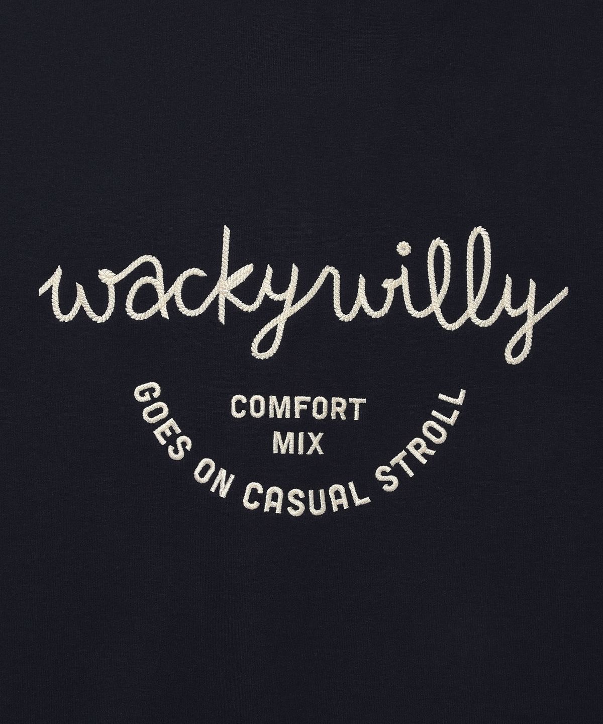 와키윌리(WACKY WILLY) 우먼스 타이포로고 하프집업 반팔 다크네이비