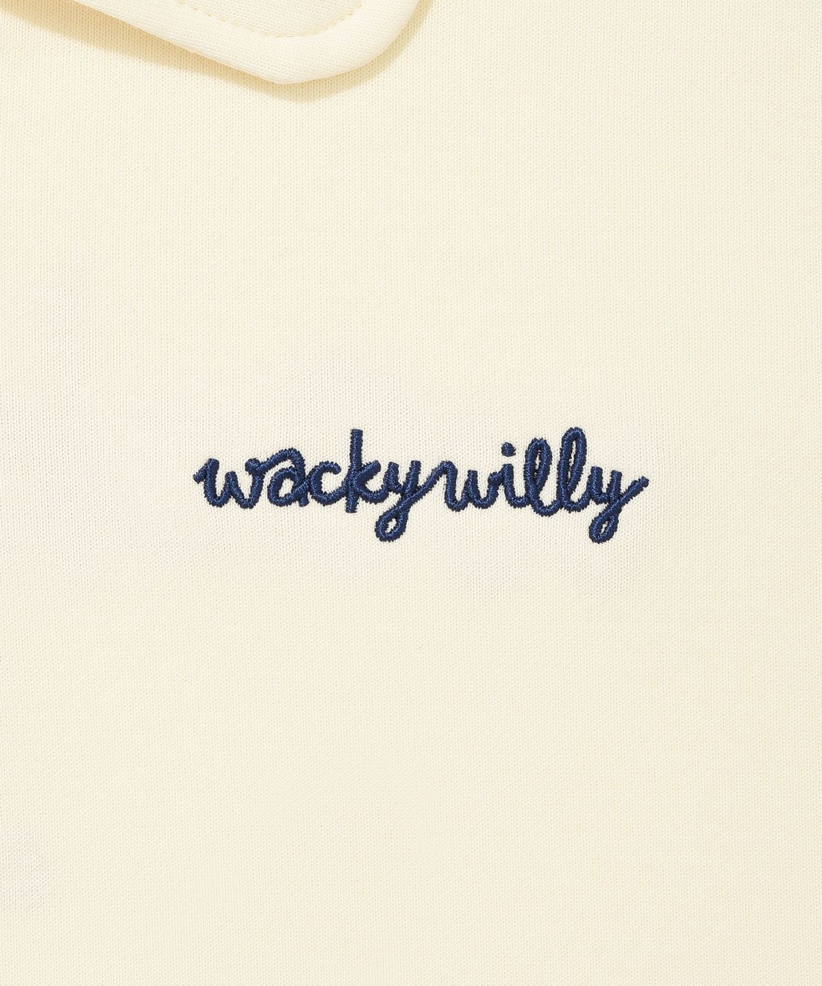 와키윌리(WACKY WILLY) 우먼스 타이포로고 하프집업 반팔 크림