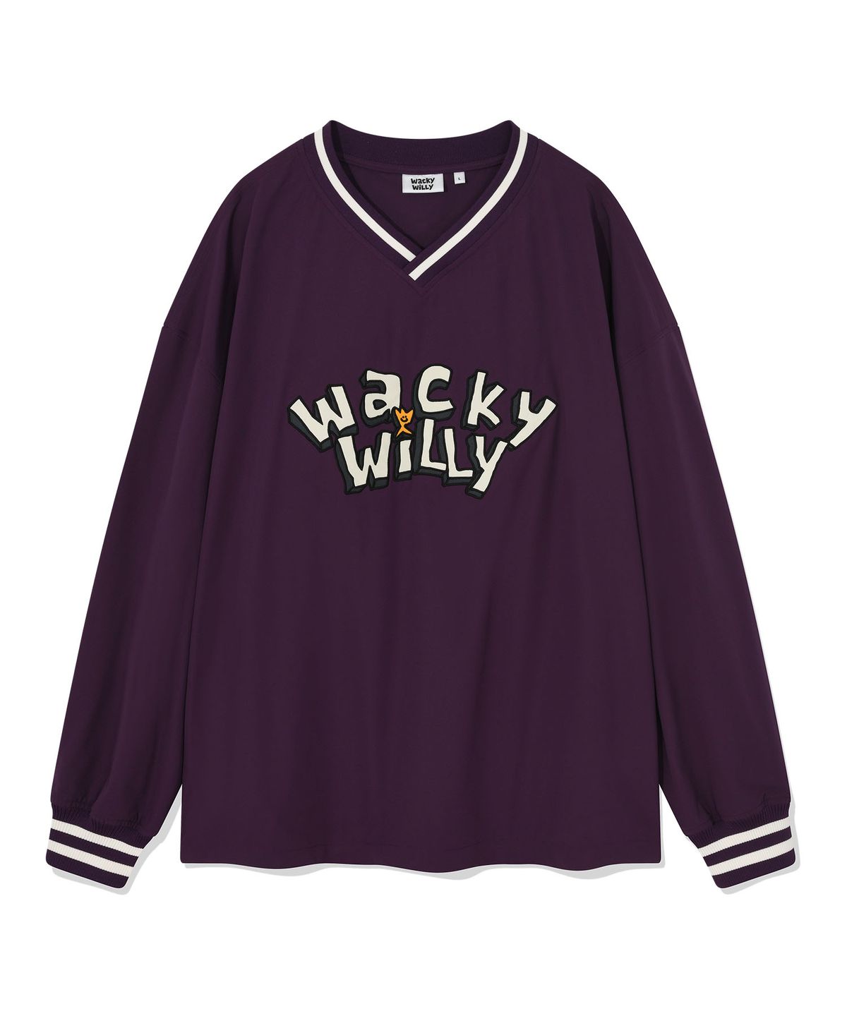 와키윌리(WACKY WILLY) 타이포 화섬 롱슬리브 티셔츠 퍼플