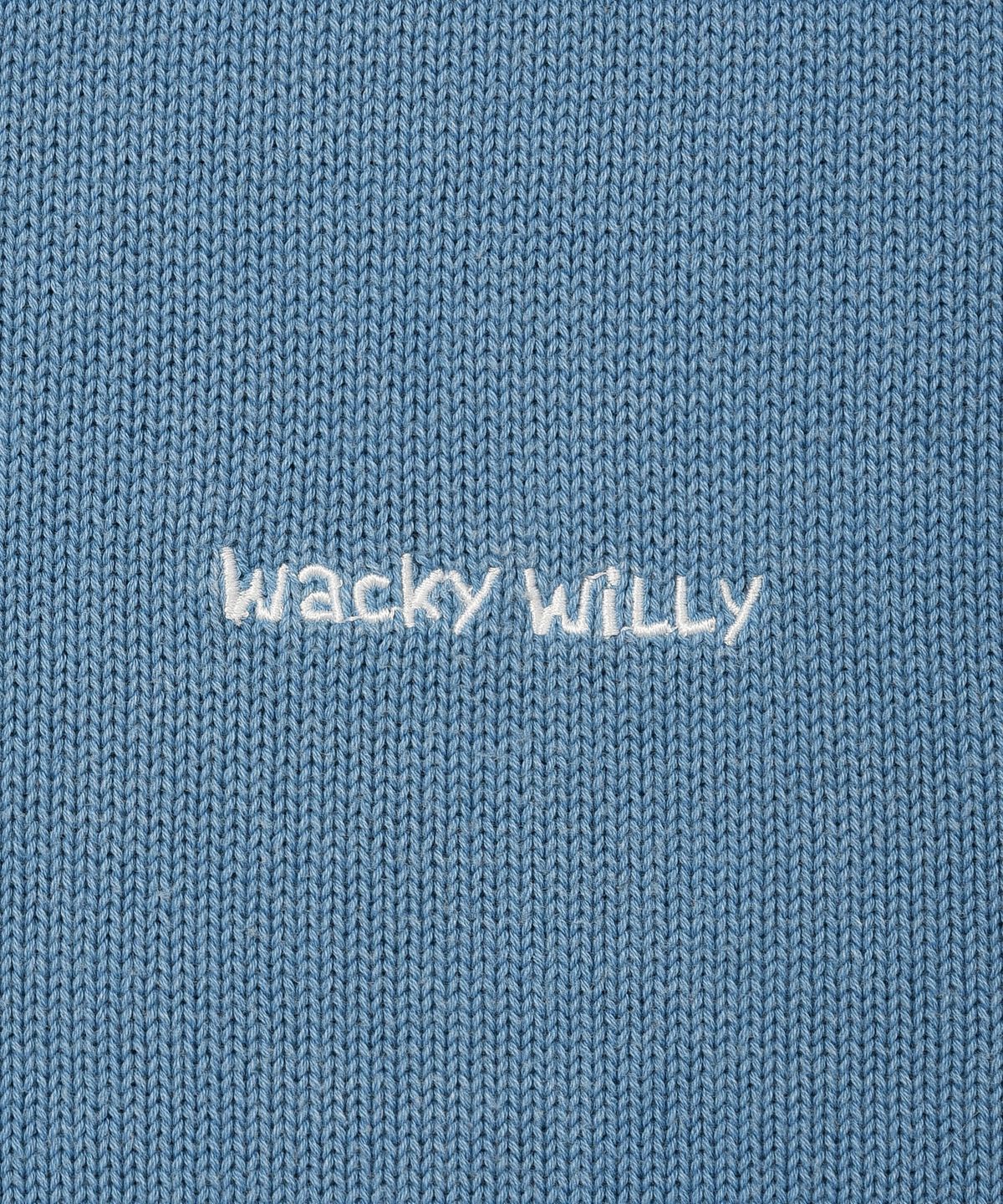 와키윌리(WACKY WILLY) 빈티지 워싱 카라 니트 블루