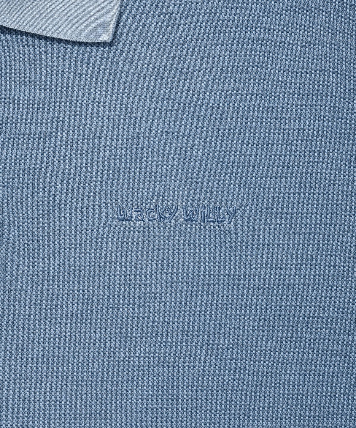 와키윌리(WACKY WILLY) 피그먼트 다잉 카라 티셔츠 블루