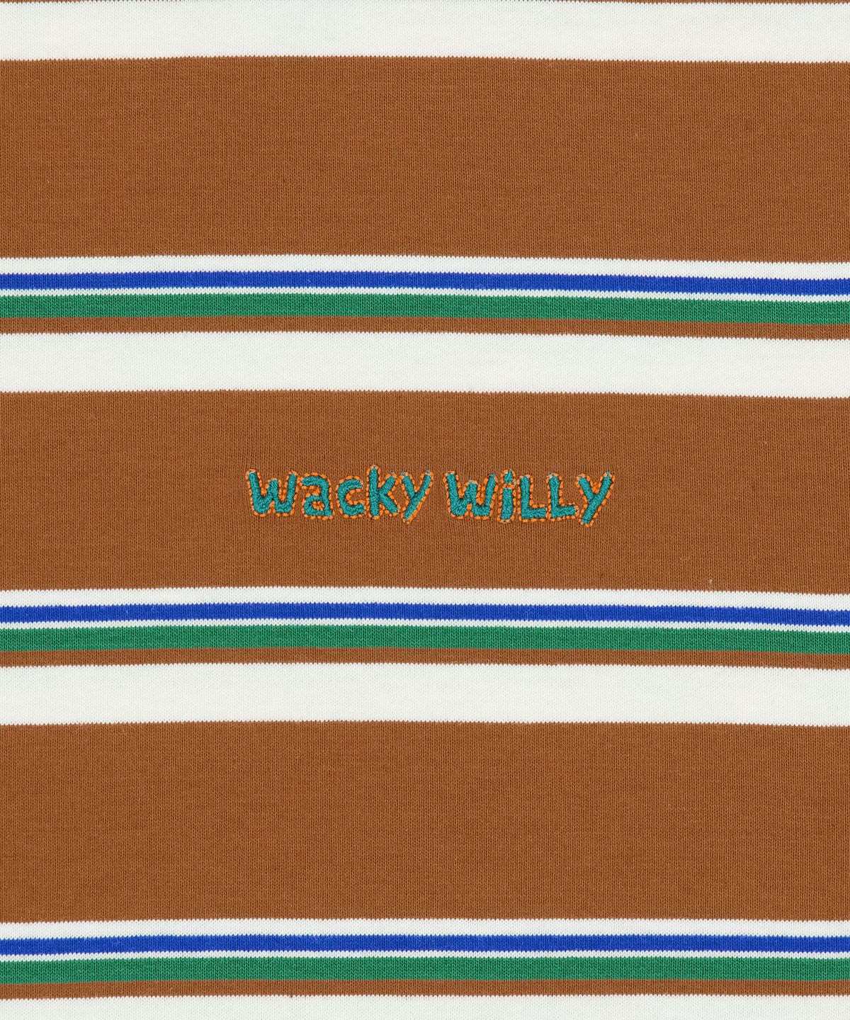 와키윌리(WACKY WILLY) 멀티 스트라이프 반팔 티셔츠 브라운