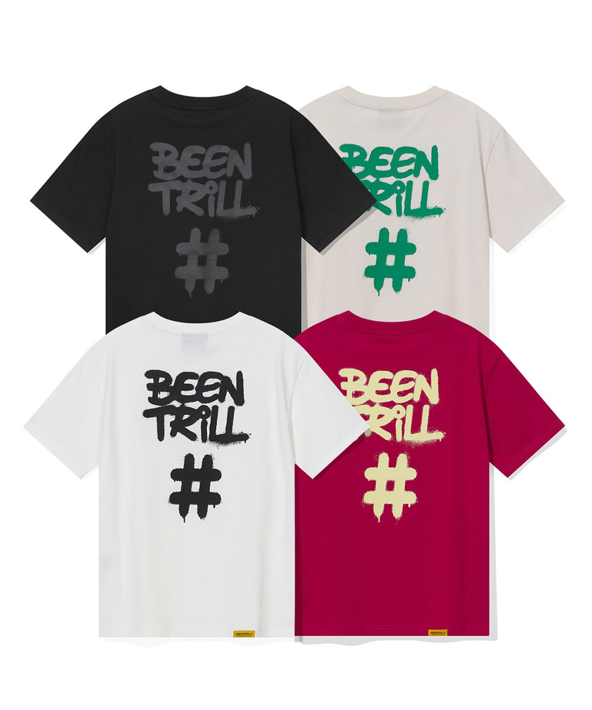 빈트릴 뉴욕(BEENTRILL NEWYORK) 우먼즈 스프레이 해시태그 티셔츠(샌드)