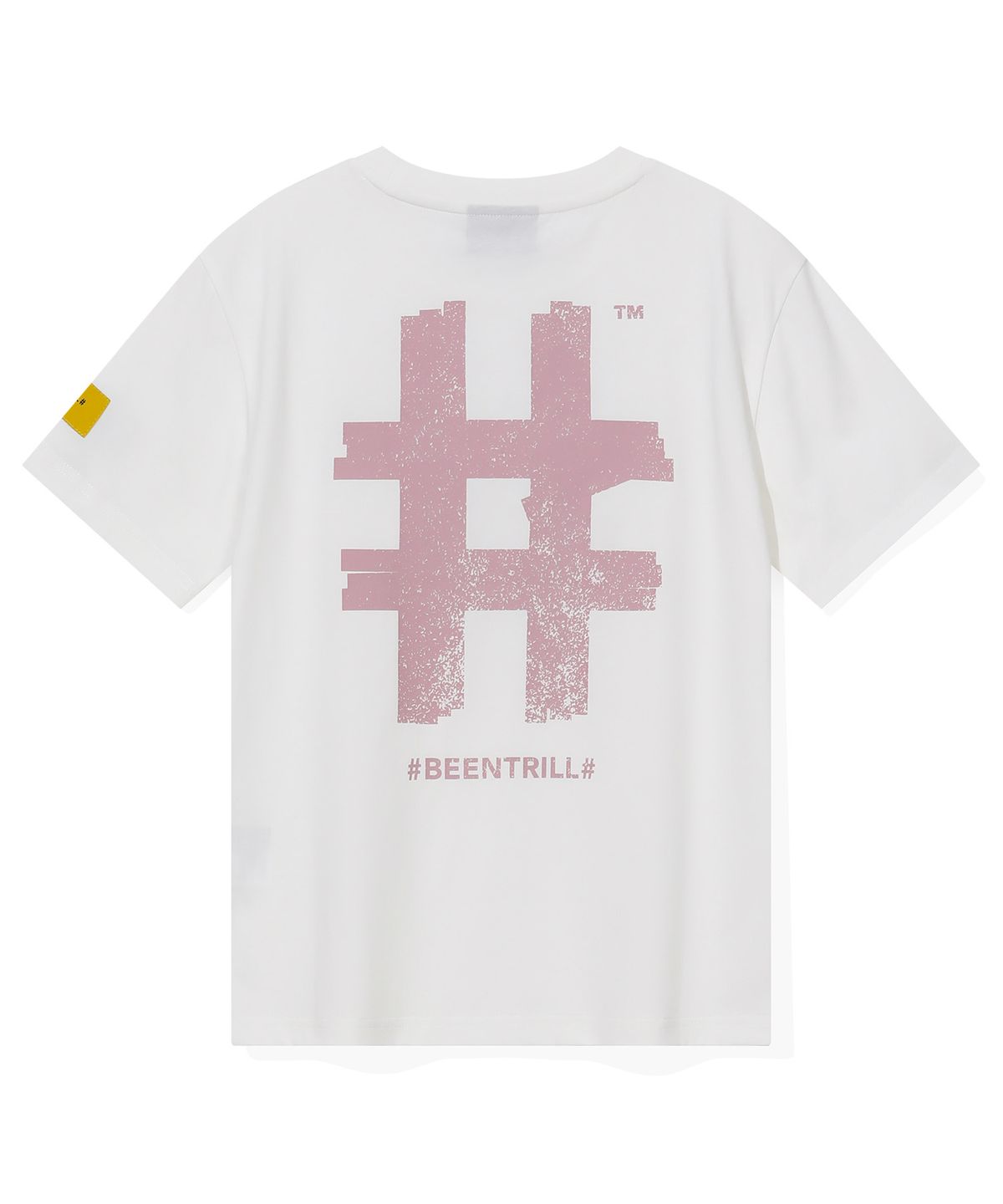 빈트릴 뉴욕(BEENTRILL NEWYORK) 우먼즈 스탬프 해시태그 티셔츠(오프 화이트)
