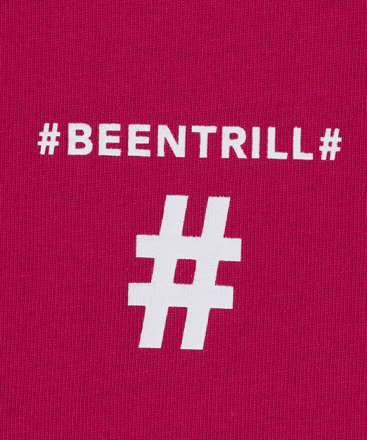 빈트릴 뉴욕(BEENTRILL NEWYORK) 우먼즈 옐로우 테이핑 해시태그 티셔츠(핑크)