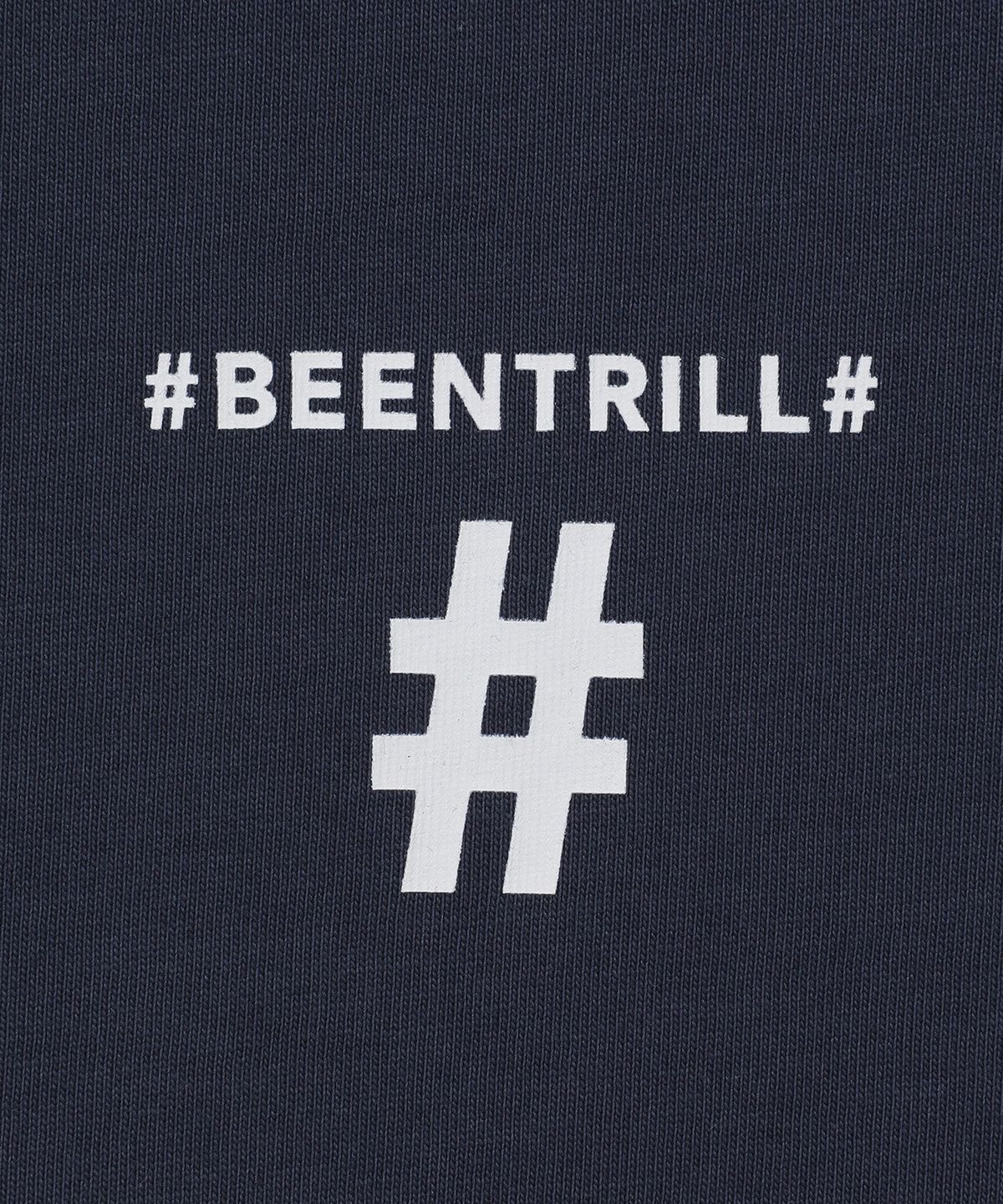 빈트릴 뉴욕(BEENTRILL NEWYORK) 우먼즈 옐로우 테이핑 해시태그 티셔츠(인디고)