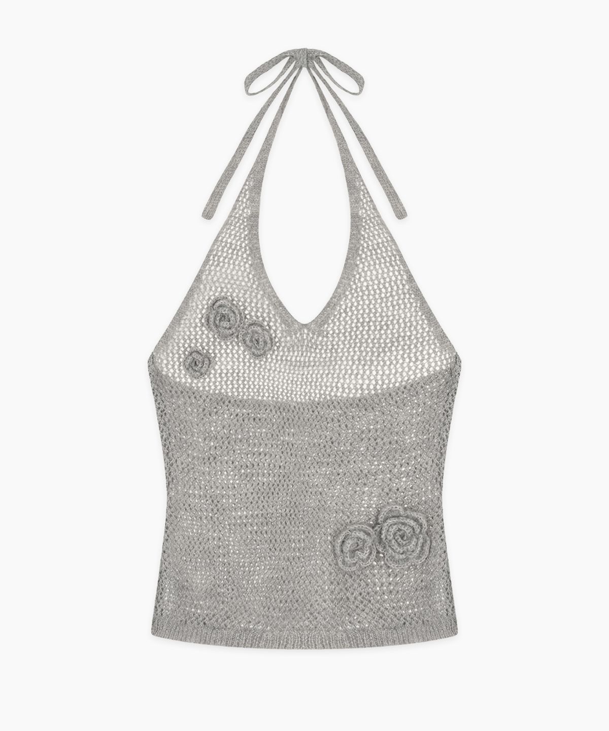 시눈(SINOON) Flower Halter Neck Knit Vest (Melange Grey)