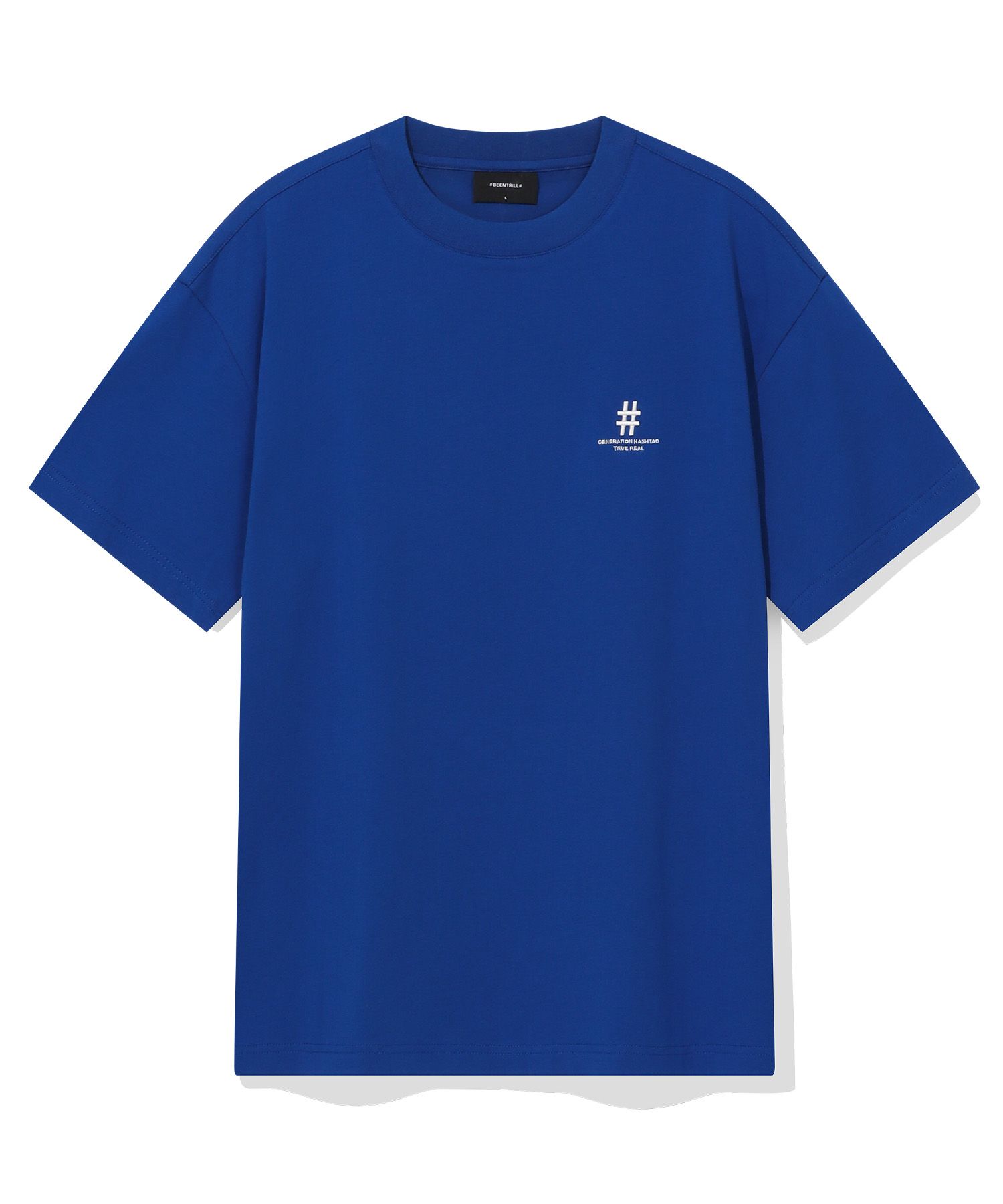 [BEENTRILL]★FRONT HASHTAG COMFORT FIT SHORT SLEEVE T-SHIRT Men's & Women's Green Taping Hashtag Oversized T-Shirt