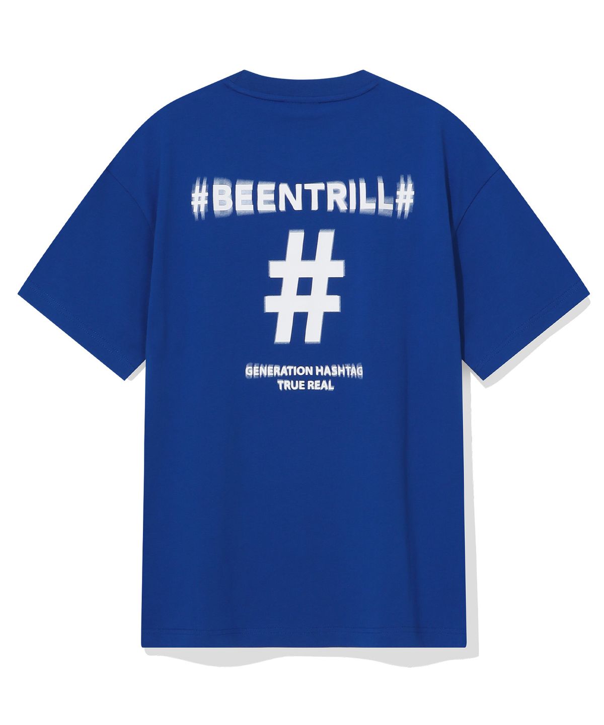 빈트릴(BEENTRILL) 쉐이크 해시태그 컴포트핏 티셔츠(블루)