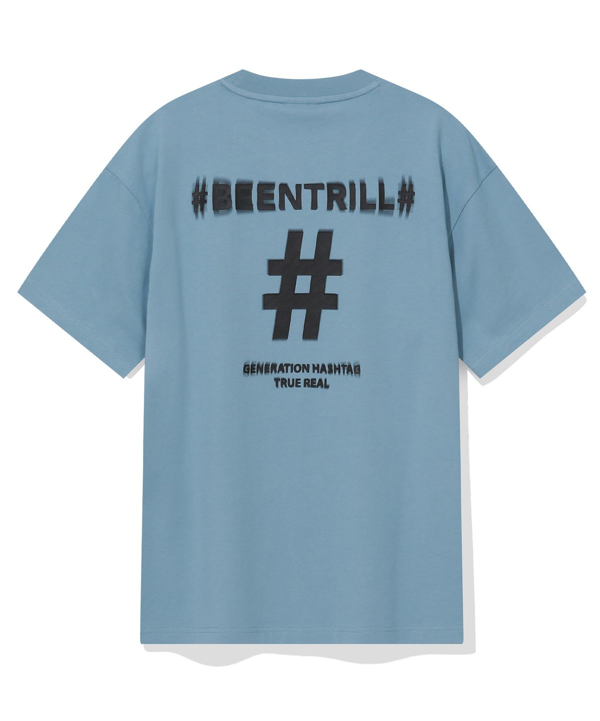 빈트릴(BEENTRILL) 쉐이크 해시태그 컴포트핏 티셔츠(라이트 블루)