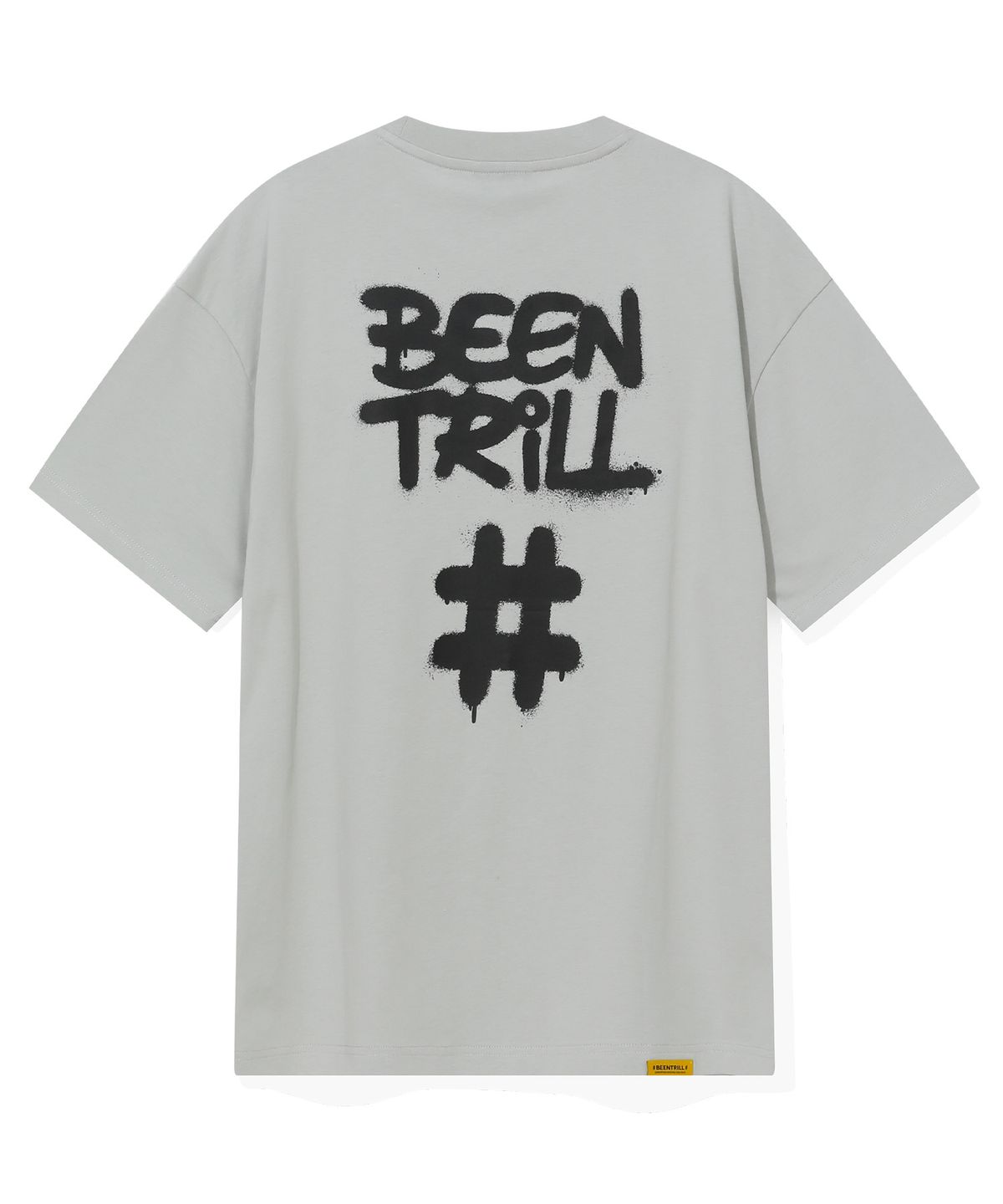 빈트릴(BEENTRILL) 스프레이 해시태그 티셔츠(라이트 그레이)