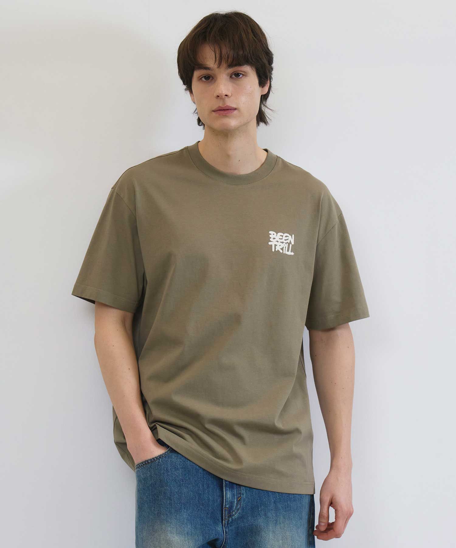 BEENTRILL ■Gold Hashtag Oversized Fit T-Shirt■送料込 MUSINSA | beentrillgolf Spray Hashtag T-Shirt (Khaki)