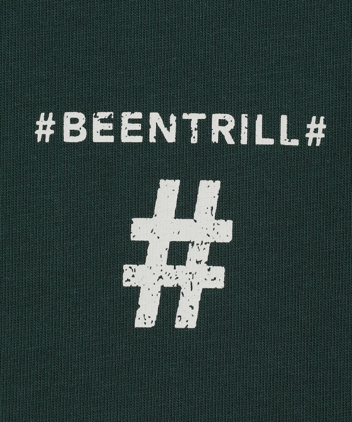 빈트릴(BEENTRILL) 스탬프 해시태그 티셔츠(다크 그린)