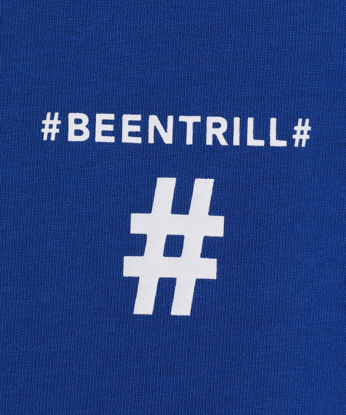 빈트릴(BEENTRILL) 옐로우 테이핑 해시태그 티셔츠(블루)