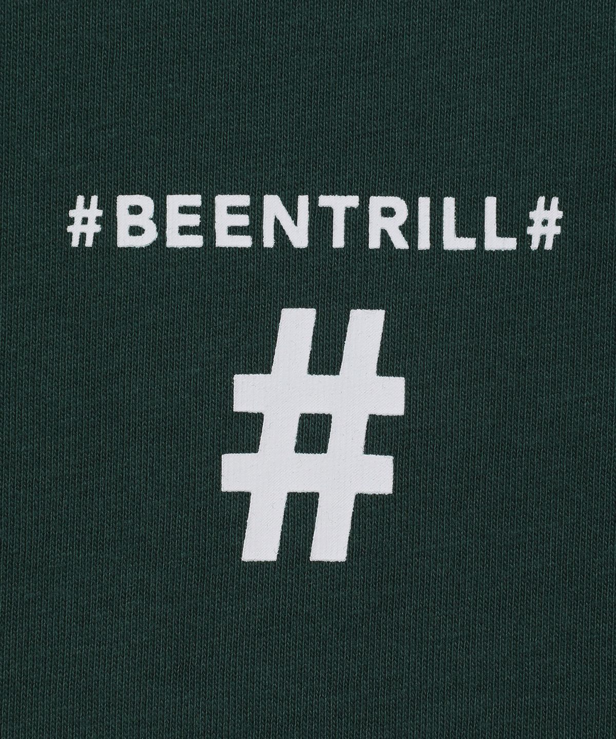 빈트릴(BEENTRILL) 옐로우 테이핑 해시태그 티셔츠(다크 그린)