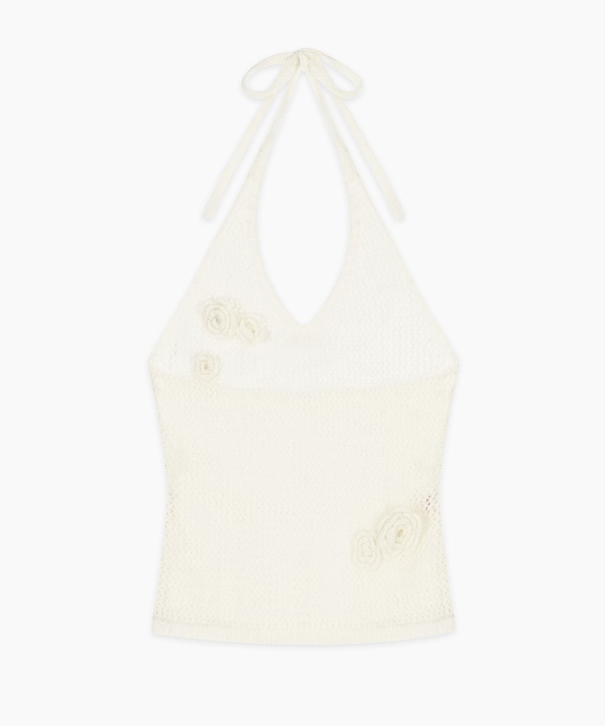 시눈(SINOON) Flower Halter Neck Knit Vest (Ivory)