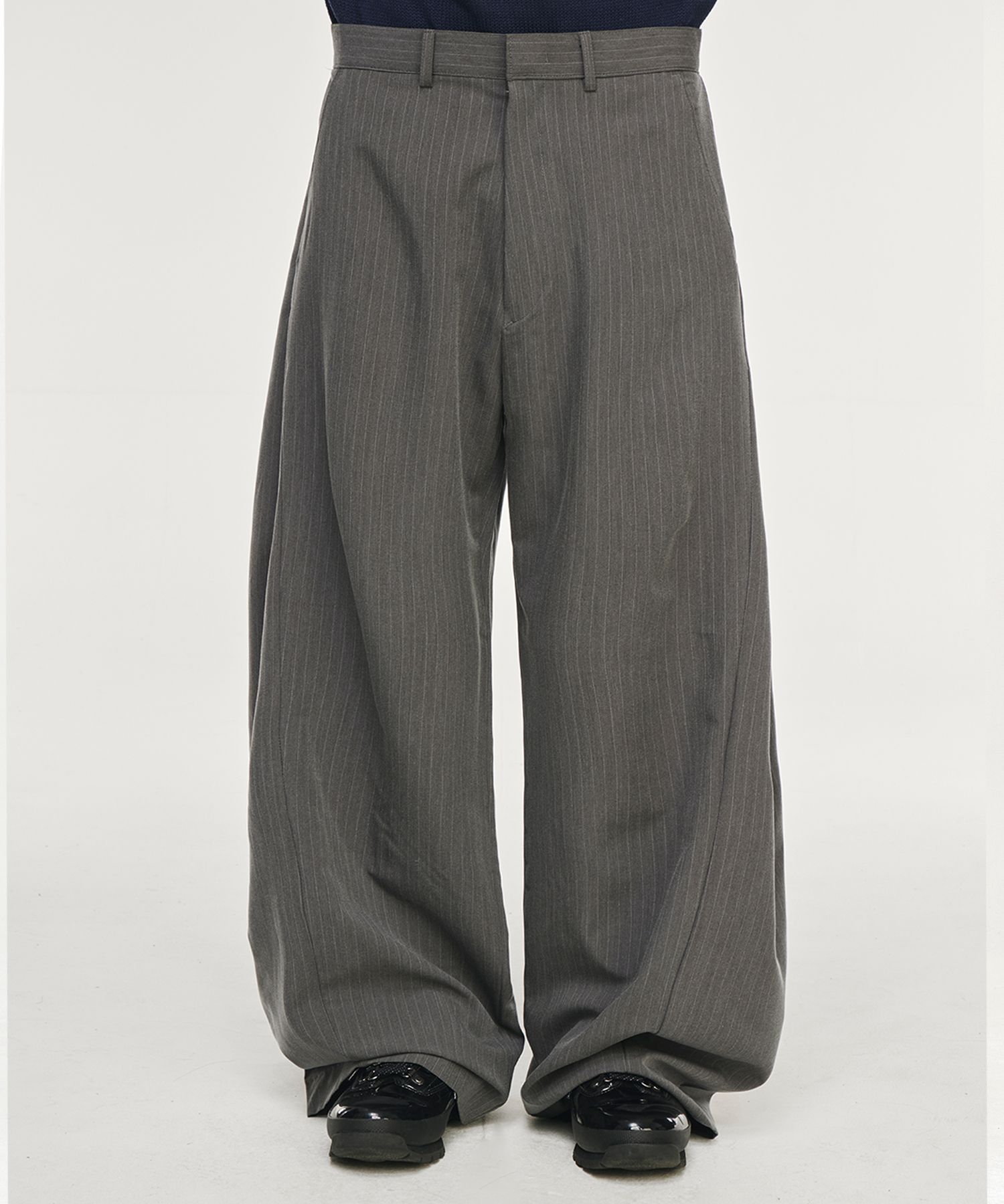 signature Wide Pants スラックス　ストライプ MUSINSA公式 | SIGNATURE Multi-tuck wide slacks [gray stripe]