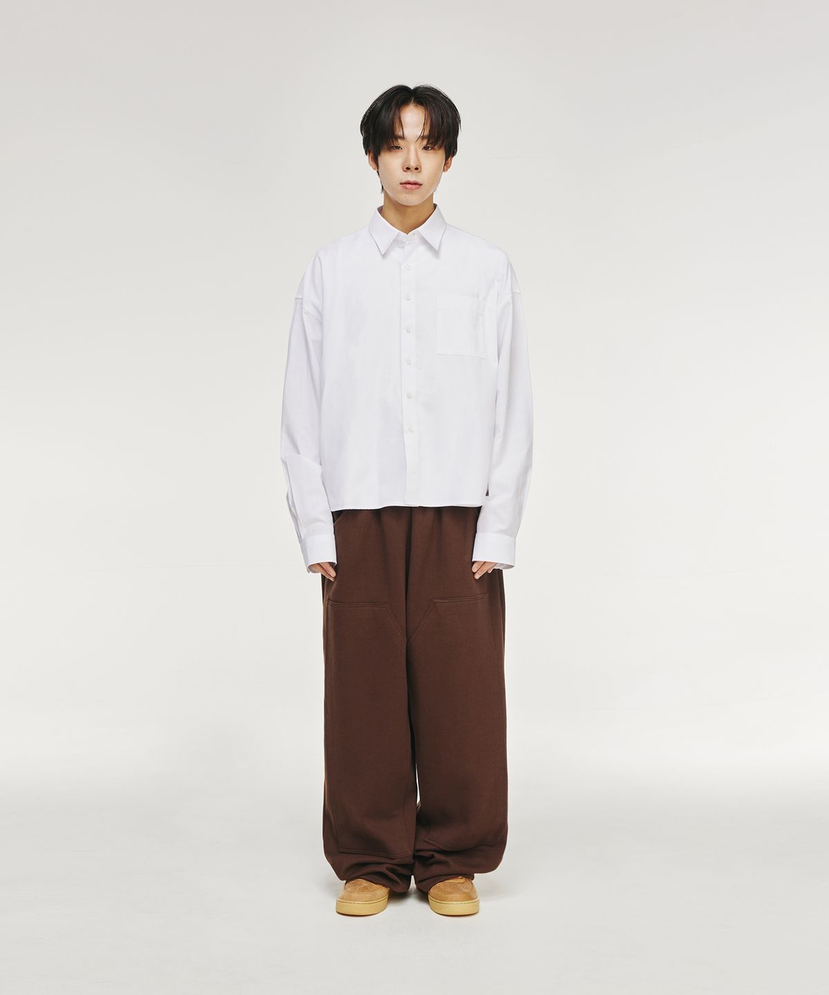 시그니처(SIGNATURE) 옥스포드 크롭 셔츠[화이트]