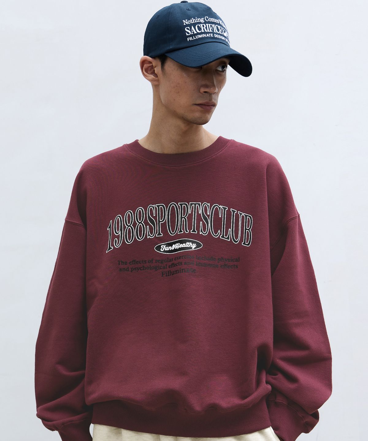 필루미네이트(FILLUMINATE) 스포츠 클럽 스웨트 셔츠-와인