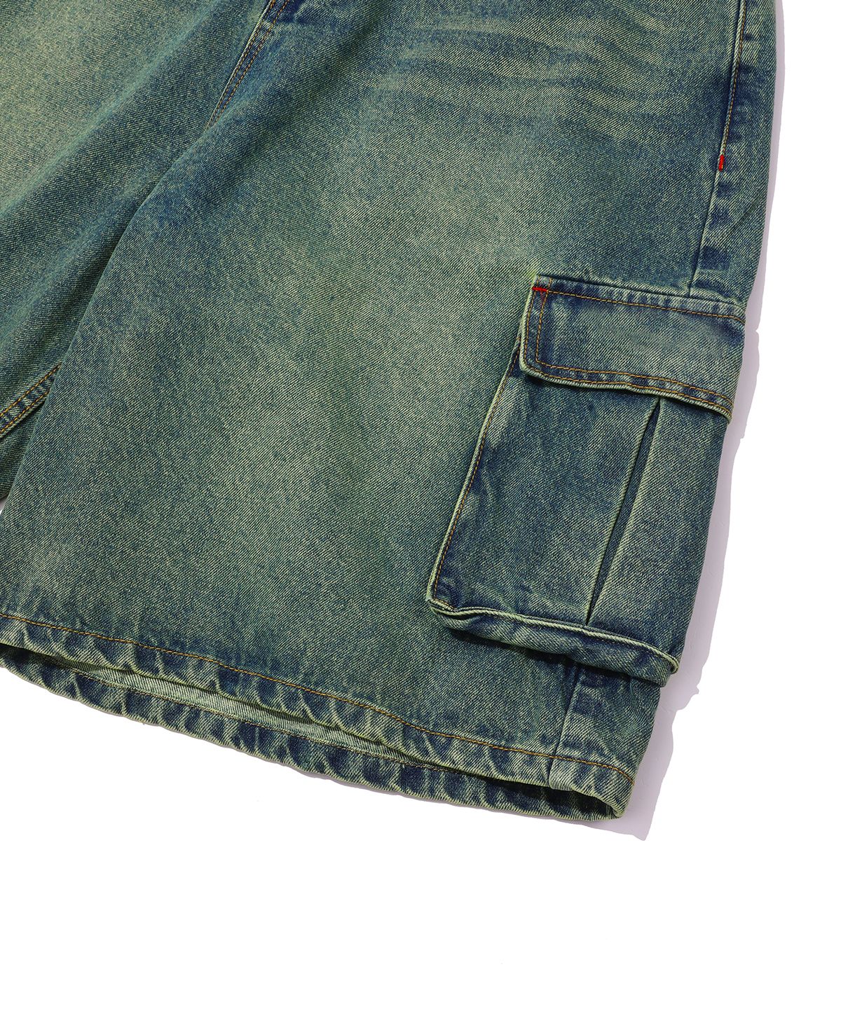 메인부스(MAINBOOTH) Vintage Cargo Denim Shorts(BLUE)
