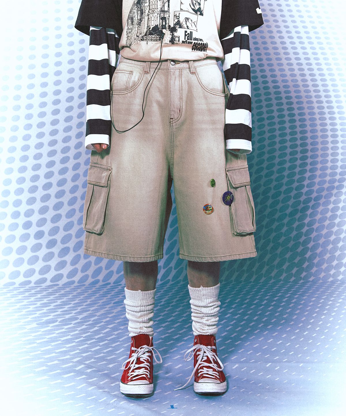 메인부스(MAINBOOTH) Vintage Cargo Denim Shorts(GRAY)