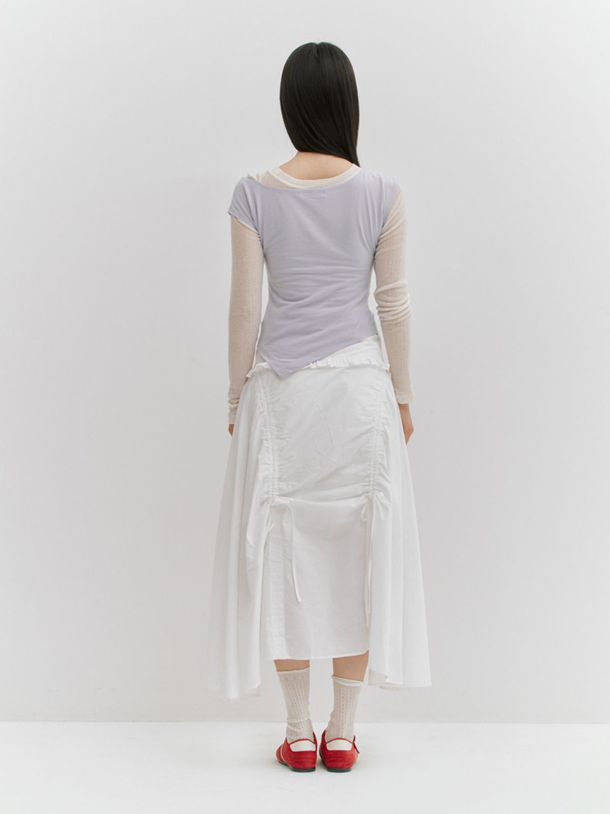 민더리(MEENDERI) UNBALANCE SHIRRING SLEEVELESS - LAVENDER