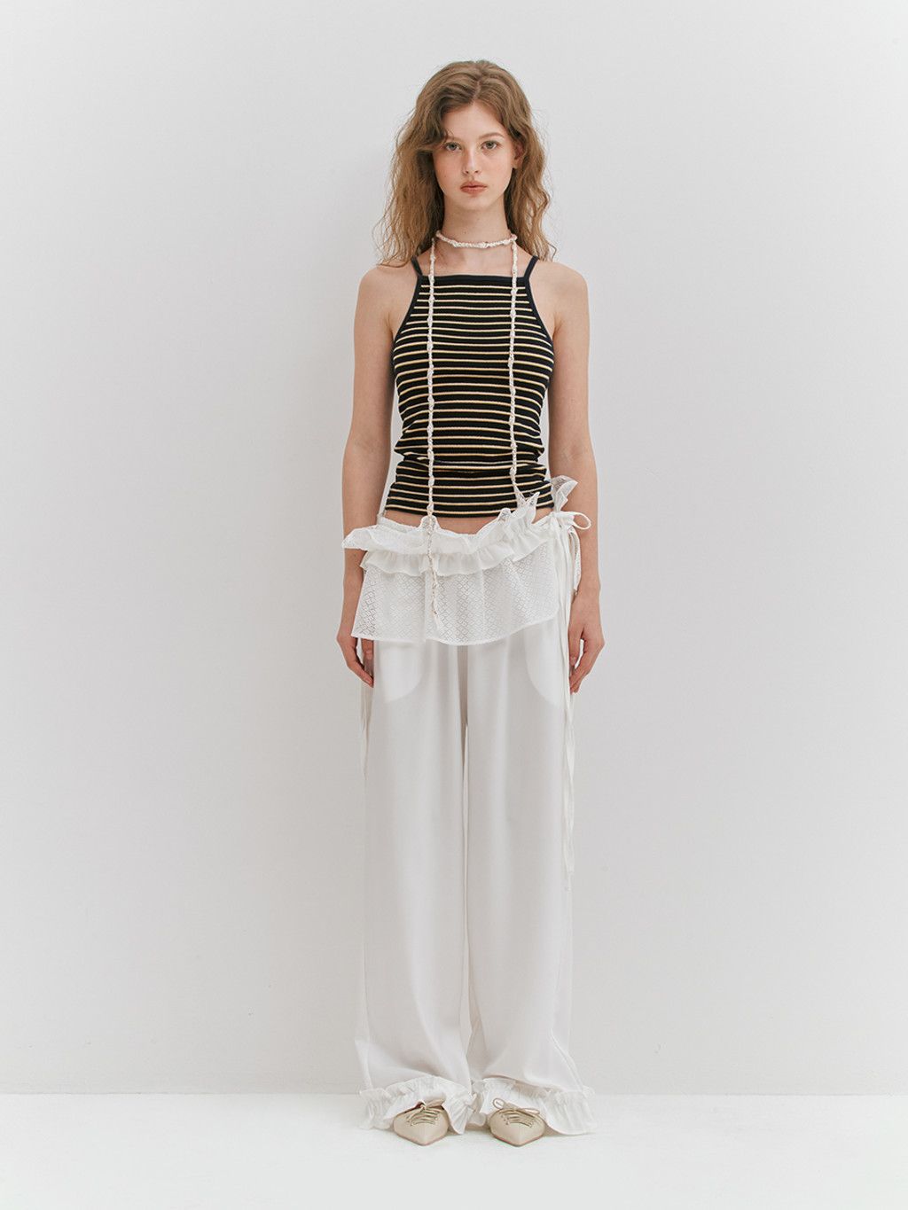MUSINSA公式 | MEENDERI MIXED STRIPE RIBBED SLEEVELESS - NAVY