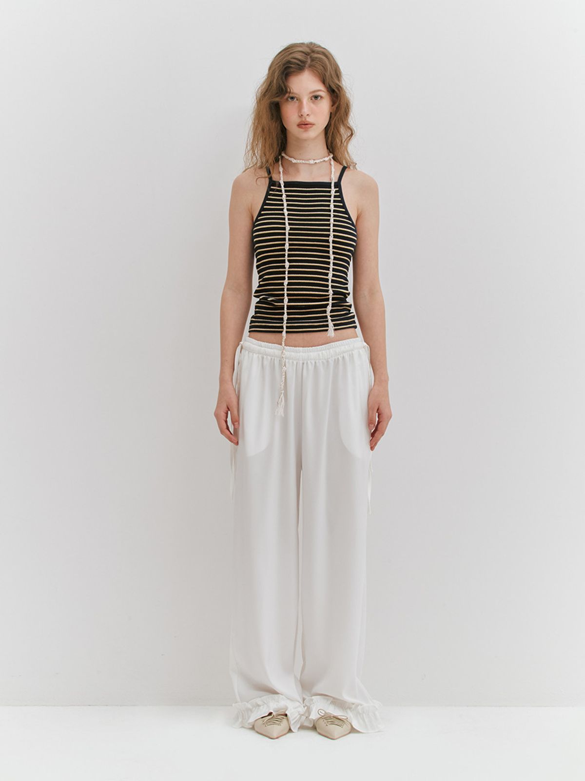 민더리(MEENDERI) MIXED STRIPE RIBBED SLEEVELESS - NAVY