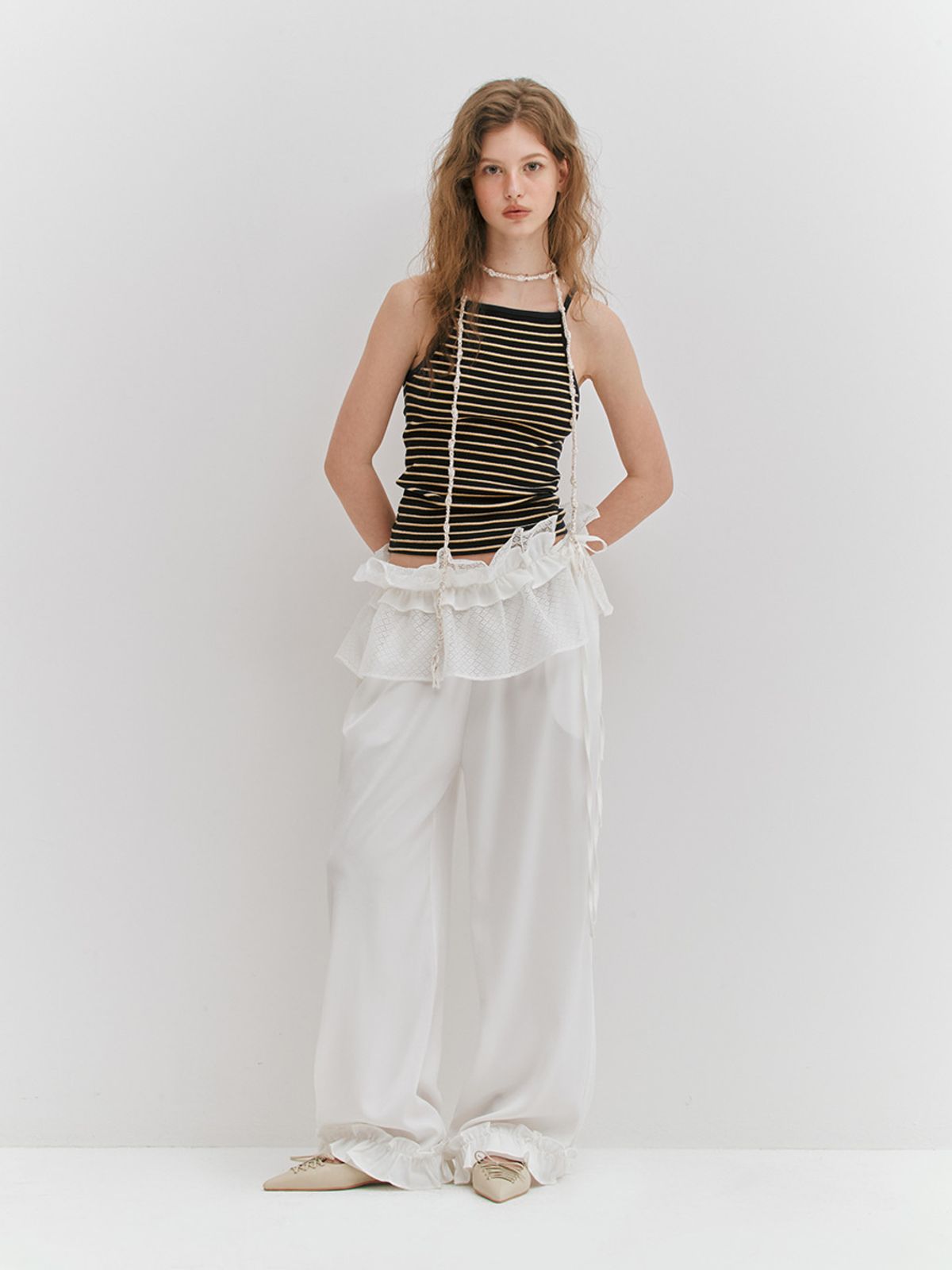 민더리(MEENDERI) MIXED STRIPE RIBBED SLEEVELESS - NAVY