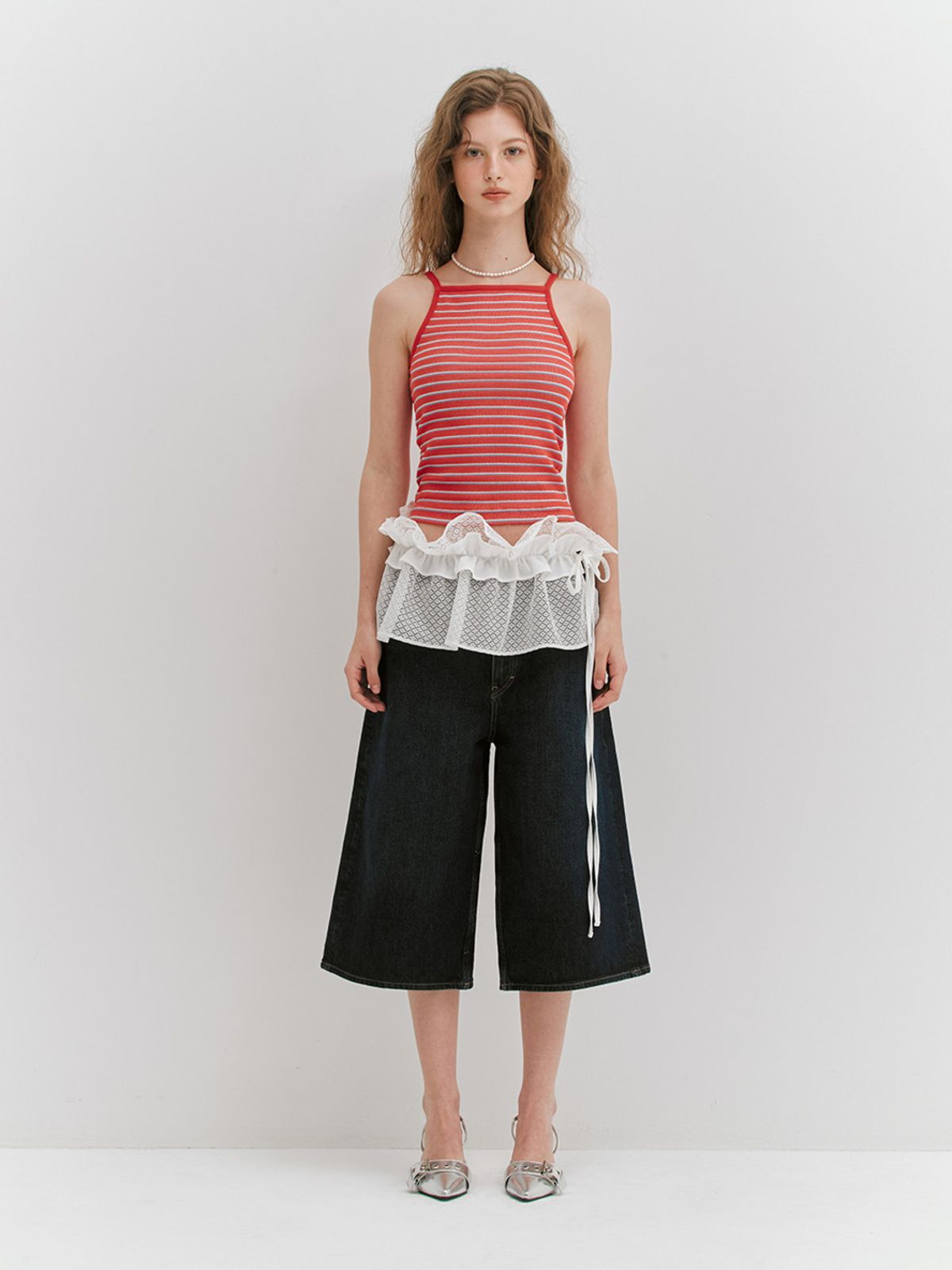 민더리(MEENDERI) LACE SHIRRING WRAP SKIRT - WHITE