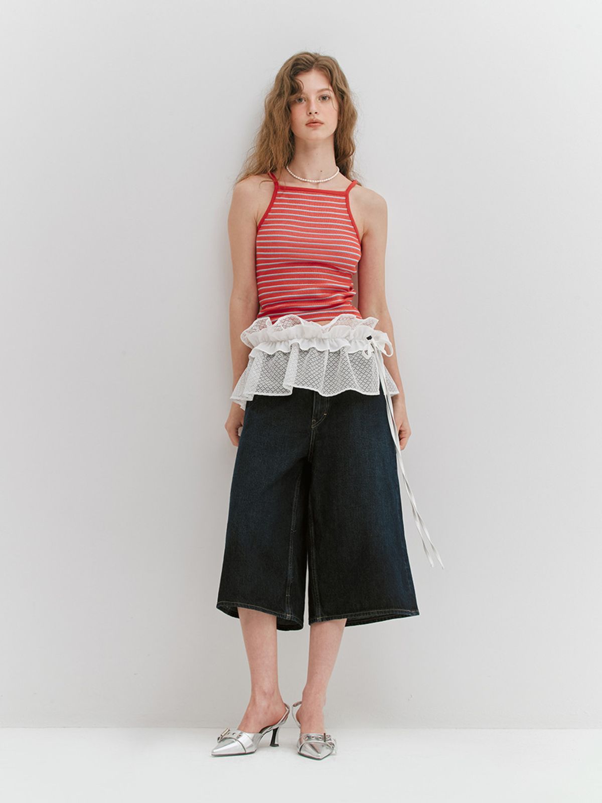 민더리(MEENDERI) LACE SHIRRING WRAP SKIRT - WHITE