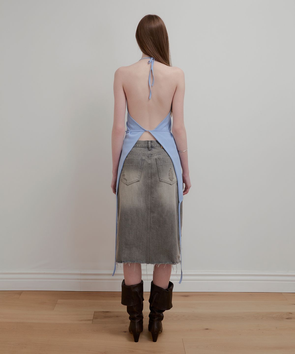 아옵트(AOPT) LAYERED HALTER NECK KNIT - SKY