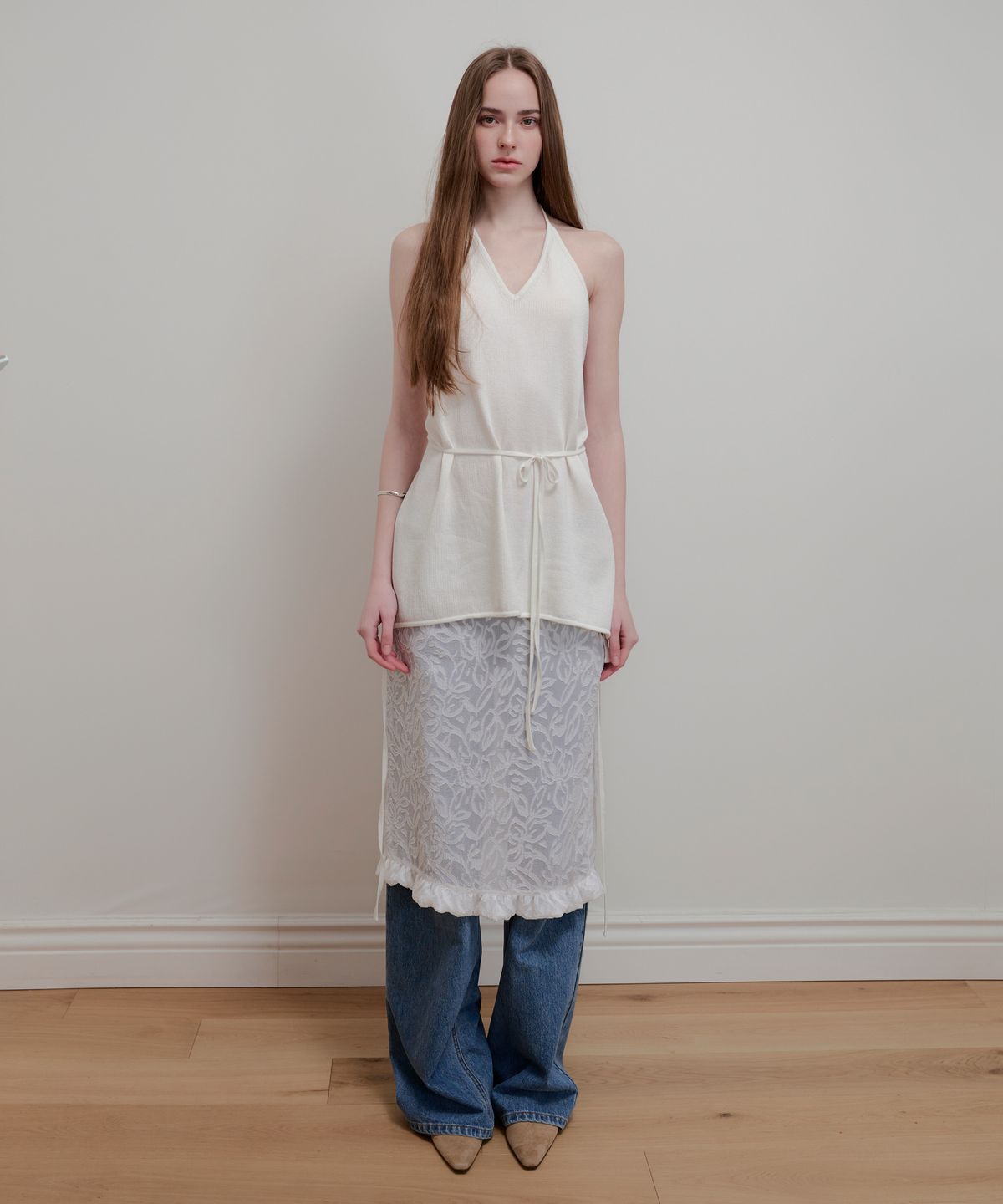 아옵트(AOPT) LAYERED HALTER NECK KNIT - OFF WHITE