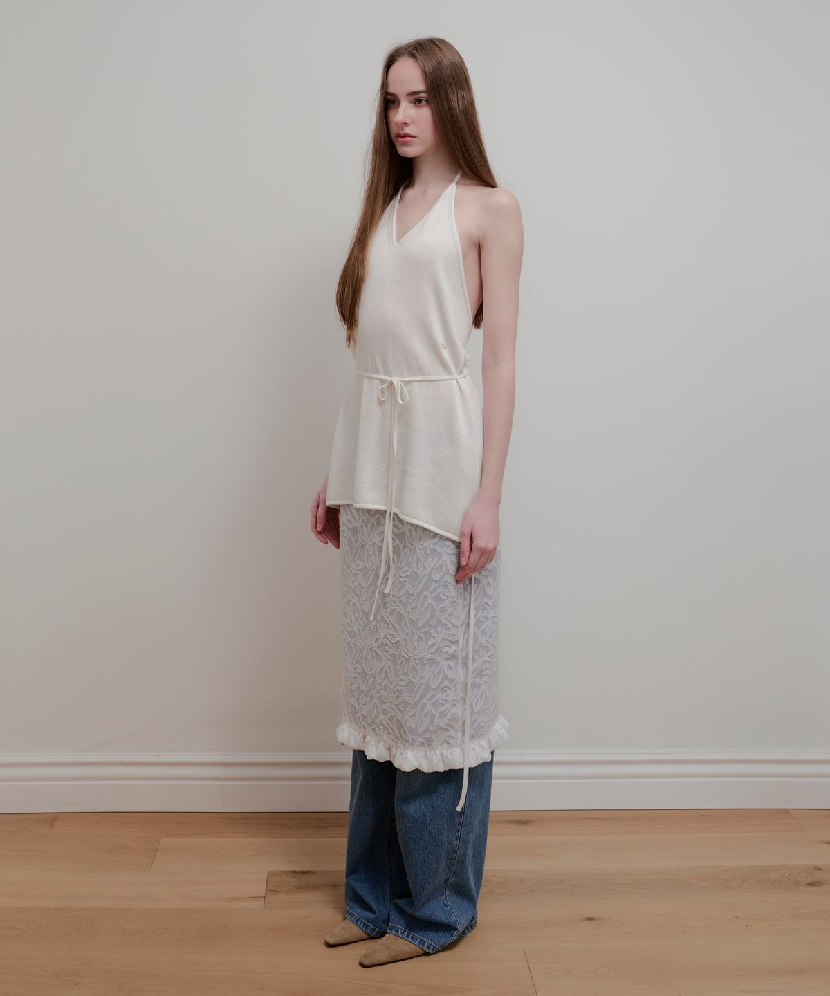 아옵트(AOPT) LAYERED HALTER NECK KNIT - OFF WHITE