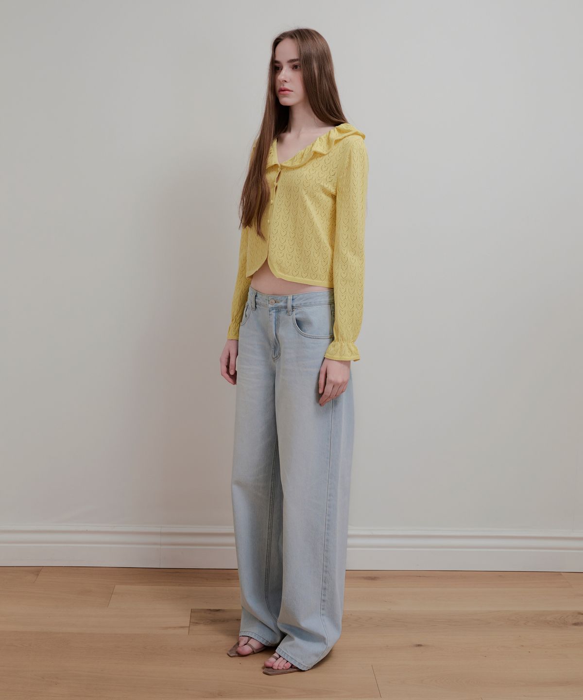 아옵트(AOPT) HEART RUFFLE SKASHI CARDIGAN - YELLOW